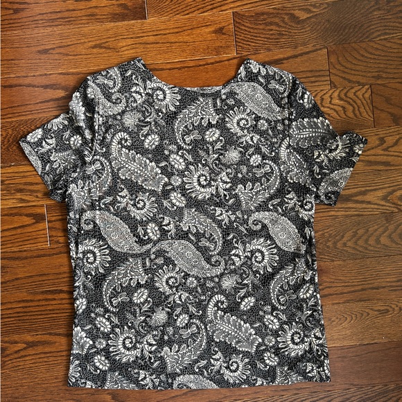 Vintage Initiatives Short Sleeved Dressy Sequined Neutral Toned Tee Size Medium - Picture 4 of 6